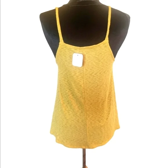 Ginger G Yellow Ribbed Sleeveless Women's Tank Top - Picture 7 of 7